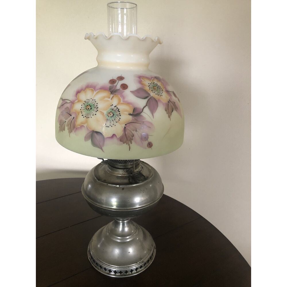 Antique Rayo Nickel-Plated Kerosene Oil Lamp Referred To As Gone With The Wind